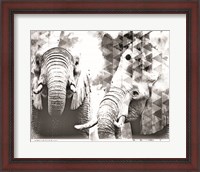 Framed 'Modern Black & White Elephants' border=