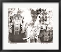 Framed 'Modern Black & White Elephants' border=