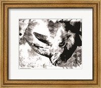 Framed 'Modern Black & White Rhino' border=