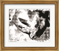 Framed 'Modern Black & White Rhino' border=