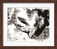 Framed 'Modern Black & White Rhino' border=