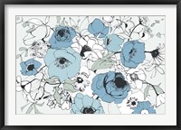 Framed Watercolor Black Lined Poppies Mix