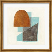 Framed 'Quintet I Turquoise' border=