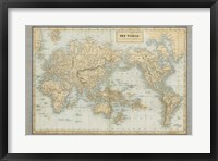 Framed World Map Neutral