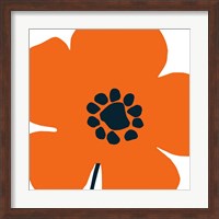 Framed Pop Art Floral I Orange