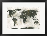 Framed World Map Gold Speckle