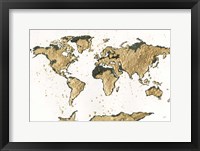 Framed World Map Gold Leaf