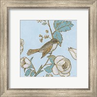 Framed 'Toile Birds I' border=