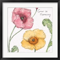 Blossom Sketches I Words Color Framed Print