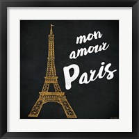 Framed 'Mon Paris Gold I' border=