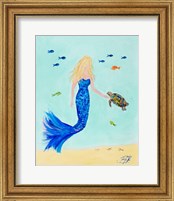 Framed 'Mermaid and Sea Turtle II' border=