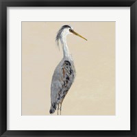 Framed 'Heron on Tan I' border=