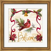 Framed 'Christmas Poinsettia Ribbon I' border=