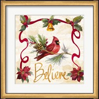 Framed 'Christmas Poinsettia Ribbon I' border=