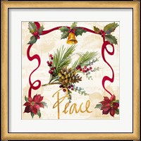 Framed 'Christmas Poinsettia Ribbon II' border=