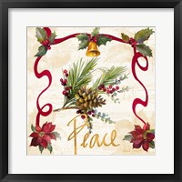 Christmas Poinsettia Ribbon II Framed Print