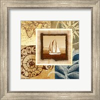 Framed 'Sailing the Seas I' border=