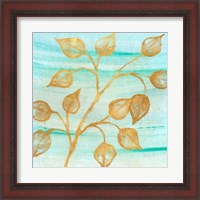 Framed 'Gold Moment of Nature on Teal I' border=