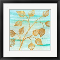 Framed 'Gold Moment of Nature on Teal I' border=