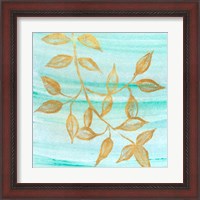 Framed 'Gold Moment of Nature on Teal II' border=