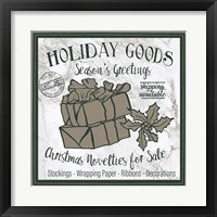 Framed 'Taupe Christmas Sign III' border=