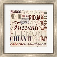 Framed 'Wine Words I' border=