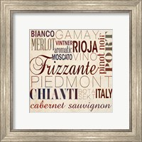 Framed 'Wine Words I' border=