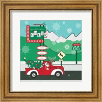 Framed 'Retro Santa Driving II' border=