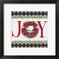 Framed 'Chickadee Christmas Red I Joy' border=