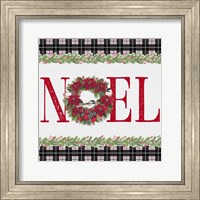 Framed 'Chickadee Christmas Red III Noel' border=