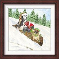 Framed 'Dog Days of Christmas III Sledding' border=