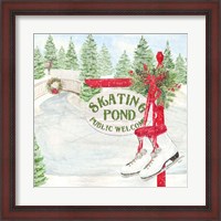 Framed 'Sleigh Bells Ring I Skating Pond' border=