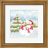 Framed 'Snowman Wonderland I Family Scene' border=