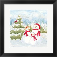 Framed 'Snowman Wonderland I Family Scene' border=