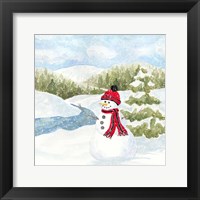 Framed 'Snowman Wonderland III Stream Scene' border=