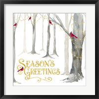 Framed 'Christmas Forest IV Seasons Greetings' border=