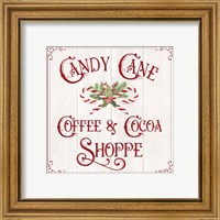 Framed 'Vintage Christmas Signs I-Candy Cane Coffee' border=