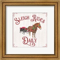 Framed 'Vintage Christmas Signs V-Sleigh Rides' border=