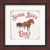 Framed 'Vintage Christmas Signs V-Sleigh Rides' border=