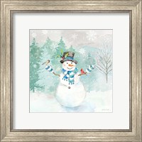 Framed 'Let it Snow Blue Snowman I' border=