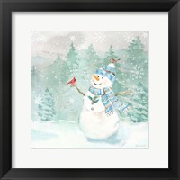 Let it Snow Blue Snowman II Framed Print