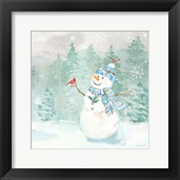 Framed 'Let it Snow Blue Snowman II' border=