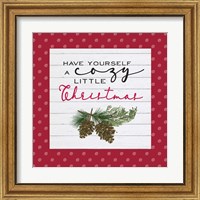 Framed 'Cozy Christmas Dots I Pine cones' border=