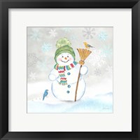 Framed 'Let it Snow Blue Snowman IV' border=