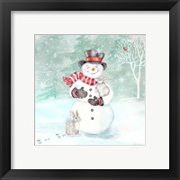 Framed 'Let it Snow Blue Snowman VI' border=