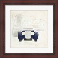 Framed 'Roadster II Blue Car' border=