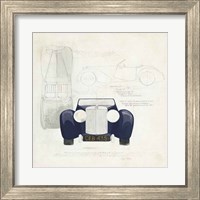 Framed 'Roadster II Blue Car' border=