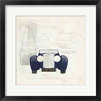 Framed 'Roadster II Blue Car' border=