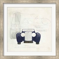 Framed 'Roadster II Blue Car' border=