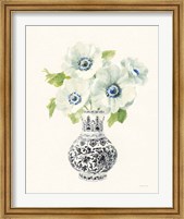 Framed 'Floral Chinoiserie I Black Crop' border=